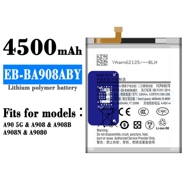 3.85v 4500mAh EB-BA908ABY Replacement Battery For Samsung A90 5G A908 Phone Original logo Battery