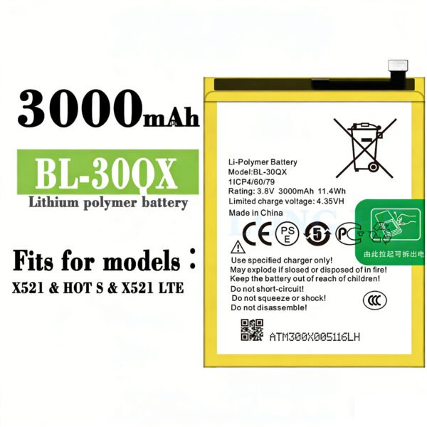 3.8V 3000mAh BL-30QX Mobile Phone Battery For Infinix X521 Battery