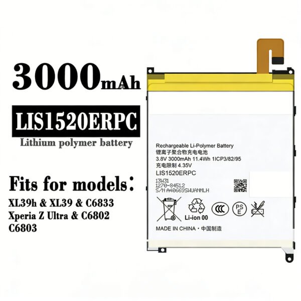 3.8V 3000mAh/ Mobile Phone Battery LIS1520ERPC For SONY XL39h/XL39/C6833/XperiaZ Ultra