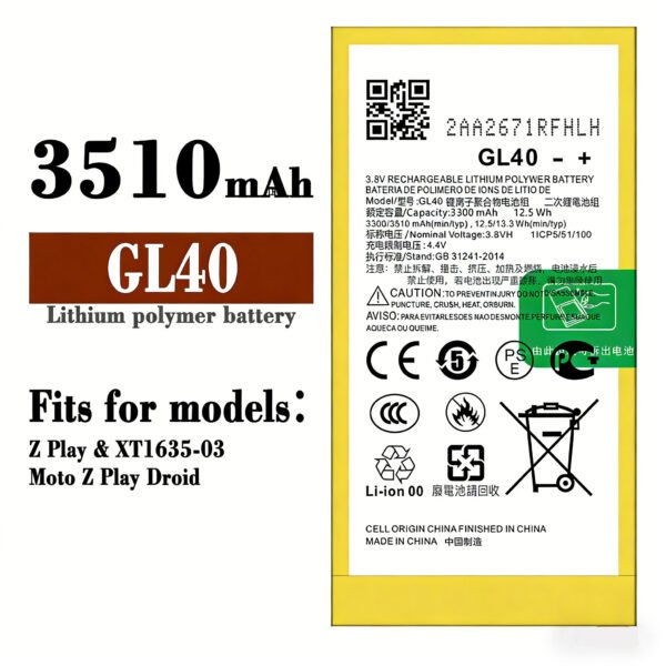 4.4V 3300mAh Motorola GL40 Replaceable and rechargeable lithium polymer batteries