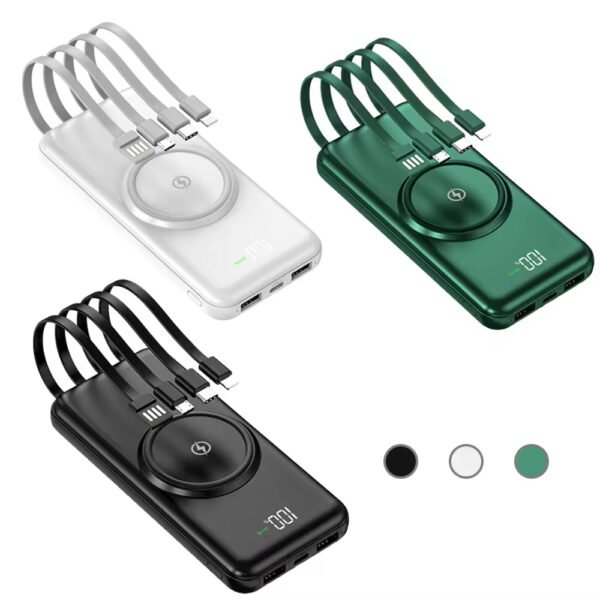 Portable 10000mAh Power Bank Half Screen LED Display Fast Charging Li-Polymer Battery Output Power for Charging Devices